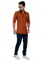 Rust Cotton Casual Wear Plain Shirt