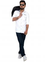 White Cotton Casual Wear Plain Shirt