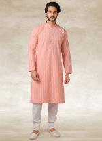 Pink Cotton Traditional Wear Printed Work Kurta Pajama