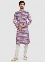 Pink Cotton Festival Wear Printed Work Kurta Pajama