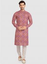 Rust Cotton Festival Wear Printed Work Kurta Pajama