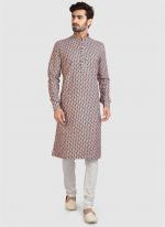 Peach Cotton Festival Wear Printed Work Kurta Pajama