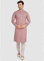 Pink Cotton Festival Wear Printed Work Kurta Pajama