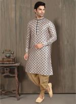 Cream Banarasi Silk Traditional Wear Printed Work Kurta Pajama