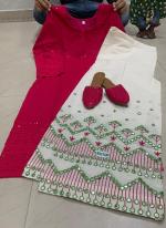 Dark Pink Pure Cambric Cotton Festival Wear Sequins Work Kurti With Palazzo