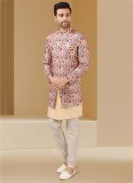 Maroon green print gold cream Art Banarasi Silk Traditional Wear Printed Work 3 pcs indowestern