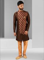 Brown Art Silk Festival Wear Printed Work Indo Western