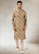 Brown Art Silk Traditional Wear Printed Work Kurta Pajama