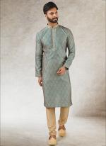 Green Art Silk Traditional Wear Printed Work Kurta Pajama