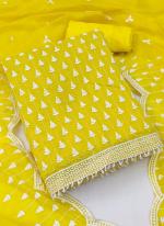 Yellow Semi Modal Festival Wear Embroidery Work Dress Material