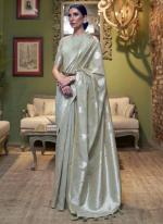 Grey Pure Linen  Festival Wear Weaving Saree