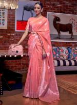 Pink Pure Linen  Festival Wear Weaving Saree