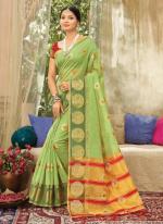 Light Green Organza Traditional Wear Weaving Saree