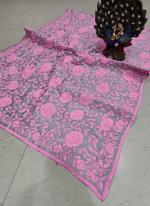 Pink Chanderi Silk Festival Wear Embroidery Work Dupatta