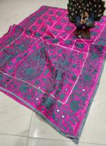 Dark Pink Chanderi Silk Traditional Wear Embroidery Work Dupatta