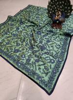 Pista Green Chanderi Silk Traditional Wear Embroidery Work Dupatta