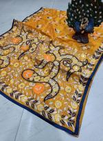 Yellow Chanderi Silk Traditional Wear Embroidery Work Dupatta