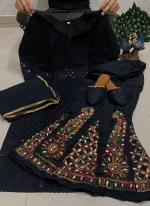 Black Pure Cambric Cotton Wedding Wear Sequins Work Readymade Salwar Suit