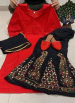 Red Pure Cambric Cotton Wedding Wear Sequins Work Readymade Salwar Suit