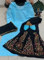 Sky Blue Pure Cambric Cotton Wedding Wear Sequins Work Readymade Salwar Suit