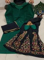 Bottle Green Pure Cambric Cotton Wedding Wear Sequins Work Readymade Salwar Suit