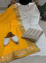 Yellow Pure Cambric Cotton Traditional Wear Sequins Work Readymade Salwar Suit