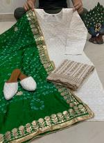 Green Pure Cambric Cotton Traditional Wear Sequins Work Readymade Salwar Suit