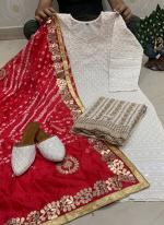 Red Pure Cambric Cotton Traditional Wear Sequins Work Readymade Salwar Suit