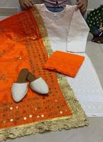 Orange Cambric Cotton Festival Wear Embroidery Work Readymade Salwar Suit