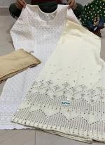 Beige Pure Cambric Cotton Party Wear Sequins Work Readymade Salwar Suit