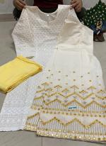 Yellow Pure Cambric Cotton Party Wear Sequins Work Readymade Salwar Suit