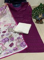 Wine Pure Cambric Cotton Traditional Wear Sequins Work Readymade Salwar Suit