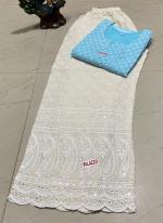 Sky Blue Cambric Cotton Traditional Wear Sequins Work Readymade Salwar Suit