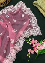 Pink Soft Organza Festival Wear Embroidery Work Saree