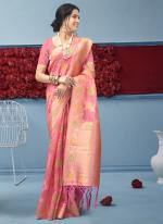 Pink Organza Silk Traditional Wear Weaving Saree