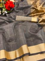 Grey Organza Casual Wear Weaving Saree