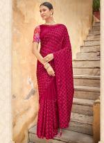 DARK PINK Chinnon Party Wear Sequins Work Saree