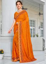 Mustard Georgette Wedding Wear Resham Work Saree