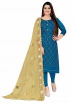 Blue Chanderi Casual Wear Heavy multi zari embrodiery Salwar Suit