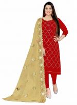 Red Chanderi Casual Wear Heavy multi zari embrodiery Salwar Suit