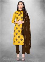 Yellow Slub cotton Casual Wear Designer table print Salwar Suit