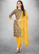 Beige Slub cotton Casual Wear Designer table print Salwar Suit