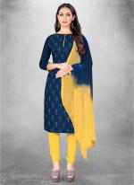 Blue Slub cotton Casual Wear Designer print Salwar Suit