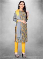 Grey Slub cotton Casual Wear Designer table print Salwar Suit