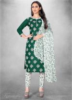 Green Slub cotton Casual Wear Designer table print Salwar Suit