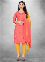 Peach Slub cotton Casual Wear Designer table print Salwar Suit