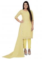 Beige Chanderi cotton Casual Wear Heavy thread embrodiery Salwar Suit