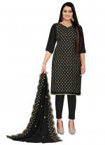 Black Chanderi cotton Casual Wear Heavy thread embrodiery Salwar Suit