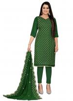 Green Chanderi cotton Casual Wear Heavy thread embrodiery Salwar Suit