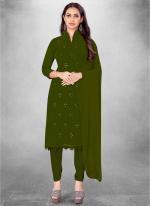 Mehandi Georgette Casual Wear Heavy thread embrodiery Salwar Suit